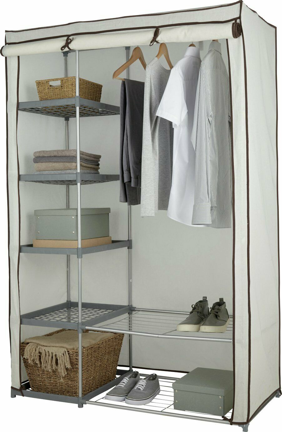 Home Covered Double Wardrobe - Cream