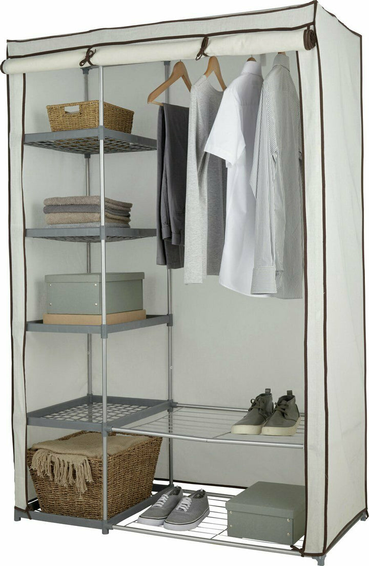 Home Covered Double Wardrobe - Cream