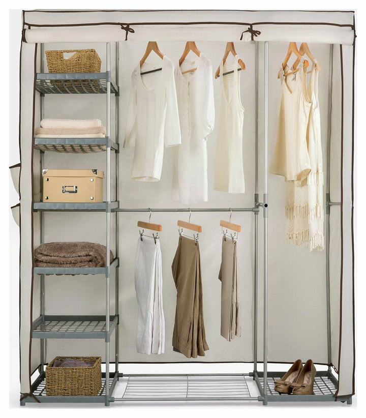 Home Fabric Covered Triple Wardrobe - Cream