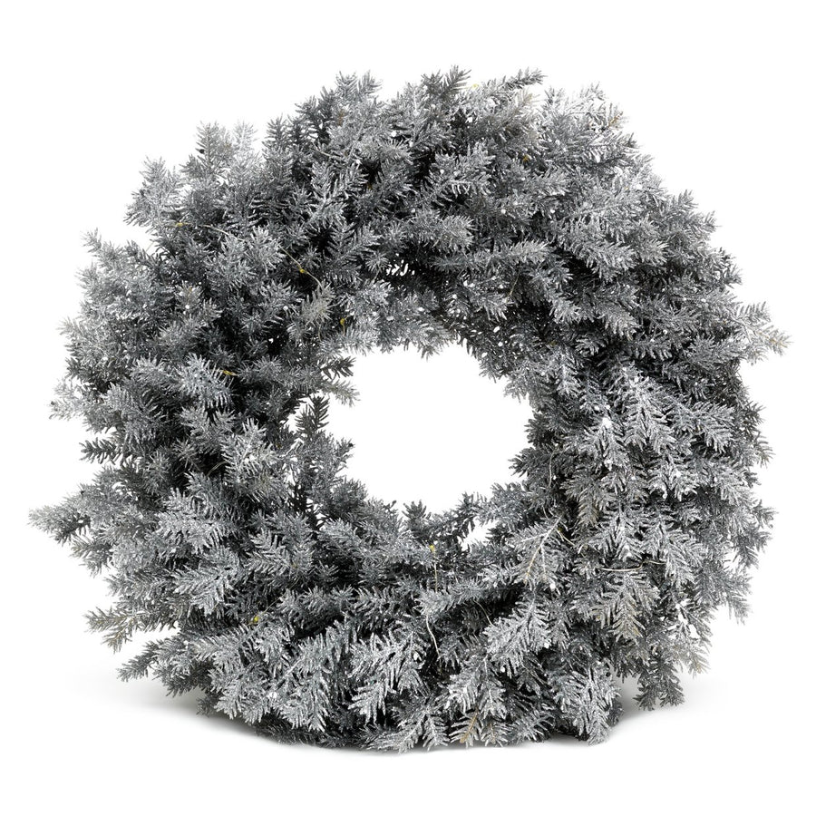 Habitat Pre-Lit Christmas Decoration Wreath - Silver