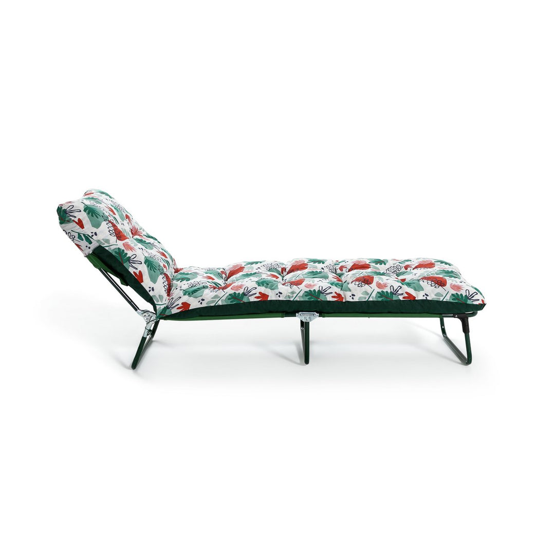 Home Abstract Leaf Folding Metal Sun Lounger - Green