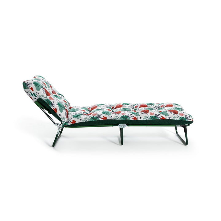 Home Abstract Leaf Folding Metal Sun Lounger - Green