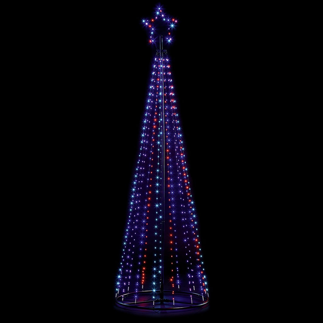 Premier Decorations 13ft 4m Outdoor Black Pin Wire LED Pyramid Maypole Christmas Tree in Multicolour Mix