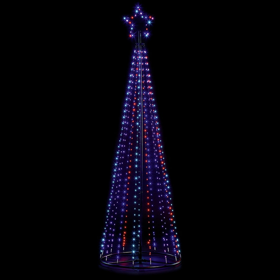 Premier Decorations 13ft 4m Outdoor Black Pin Wire LED Pyramid Maypole Christmas Tree in Multicolour Mix