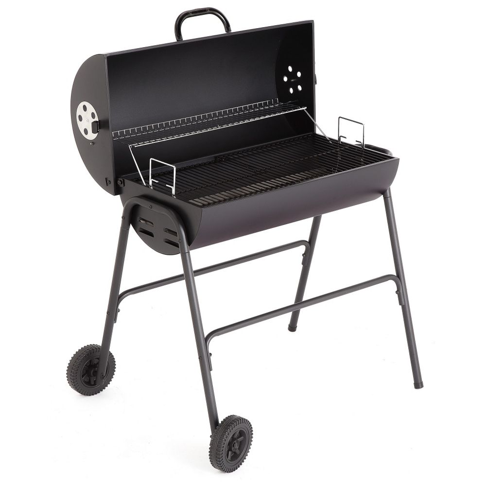 Home Charcoal Oil Drum BBQ &amp; Cover - Black