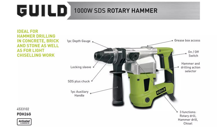 Guild Corded SDS Rotary Hammer Drill - 1000W
