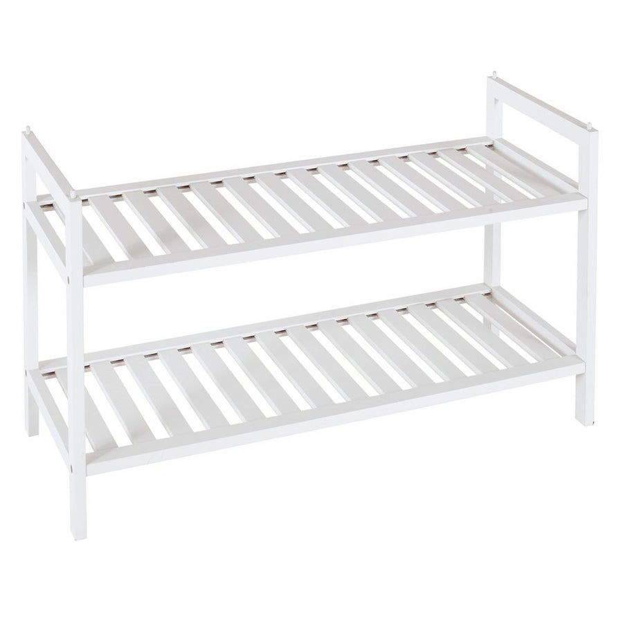 Home Kitt Bamboo 2 Shelf Shoe Rack - White