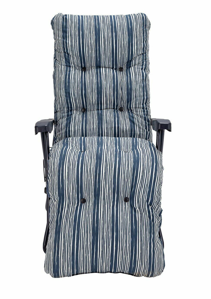Home Coastal Stripe Folding Recliner Garden Chair - Blue
