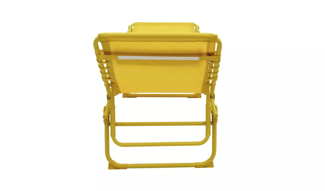 Home Set of 2 Folding Metal Sun Loungers - Yellow