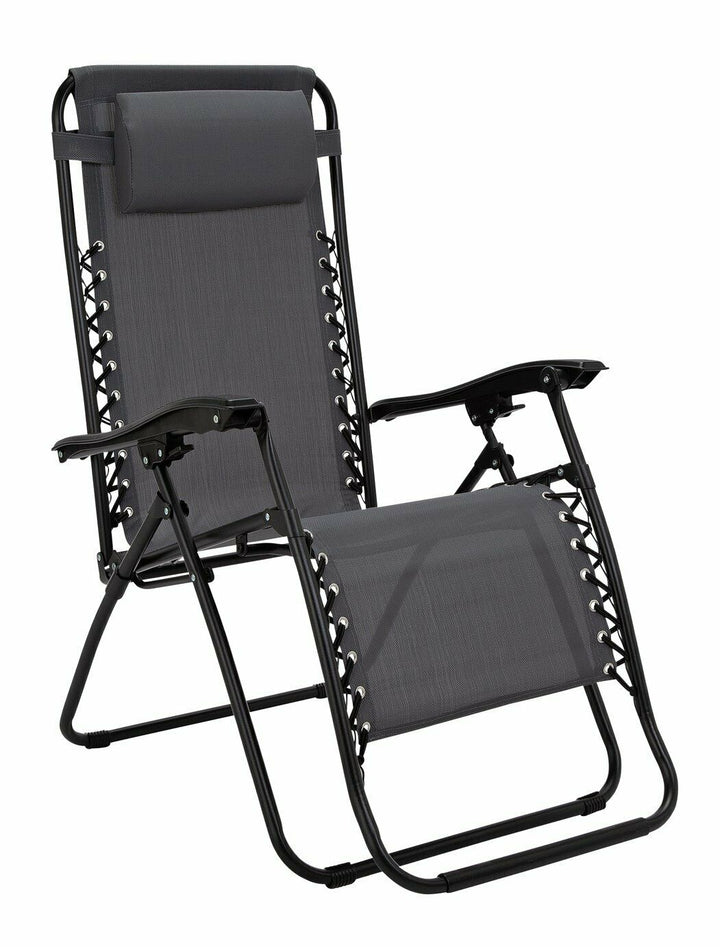 Home Zero Gravity Outdoor Chair Recliner Sun Lounger  - Grey