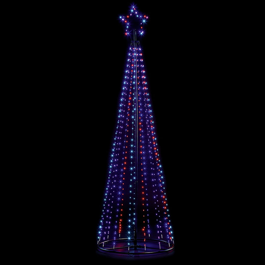 Premier Decorations 8ft Black Pin Wire Pyramid LED Christmas Tree - Rainbow