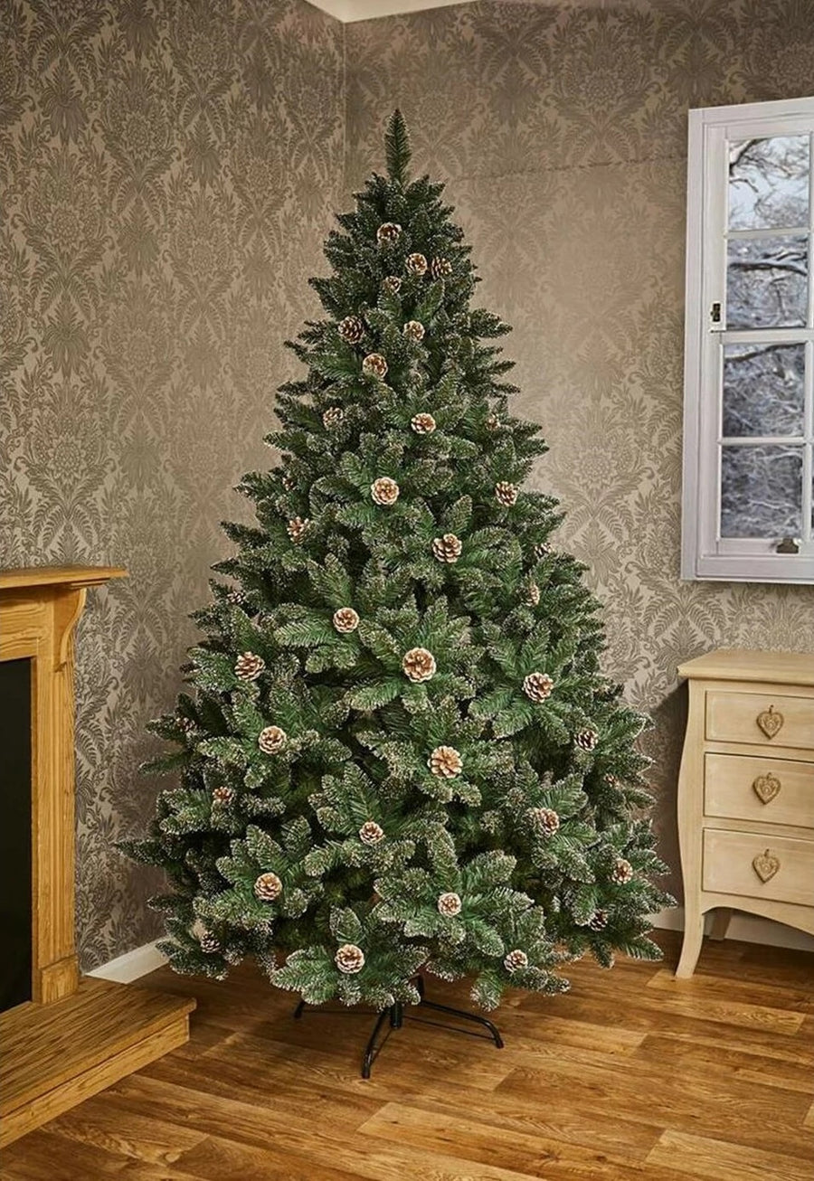 Premier Decorations 7ft Snow Tipped Mountain Pinetree - Green