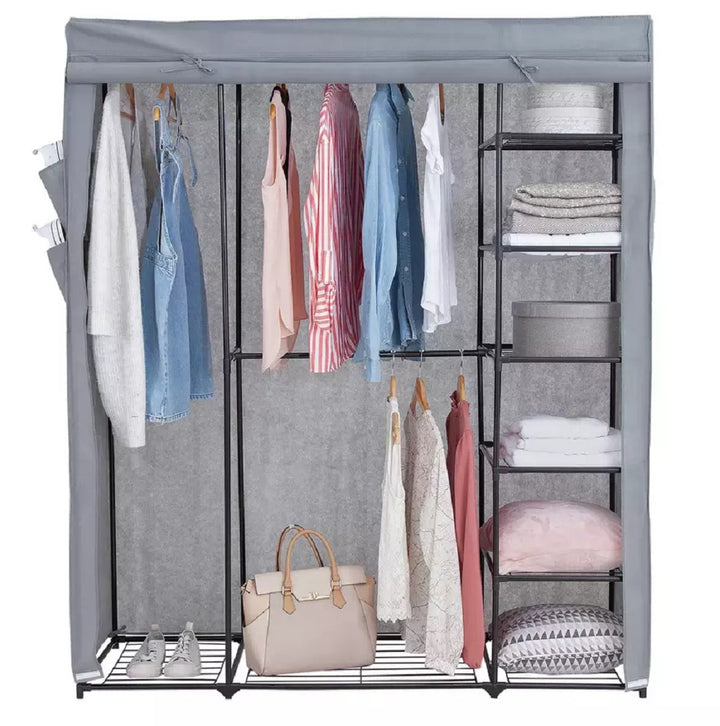 Argos Home Covered Triple Wardrobe with Storage - Grey