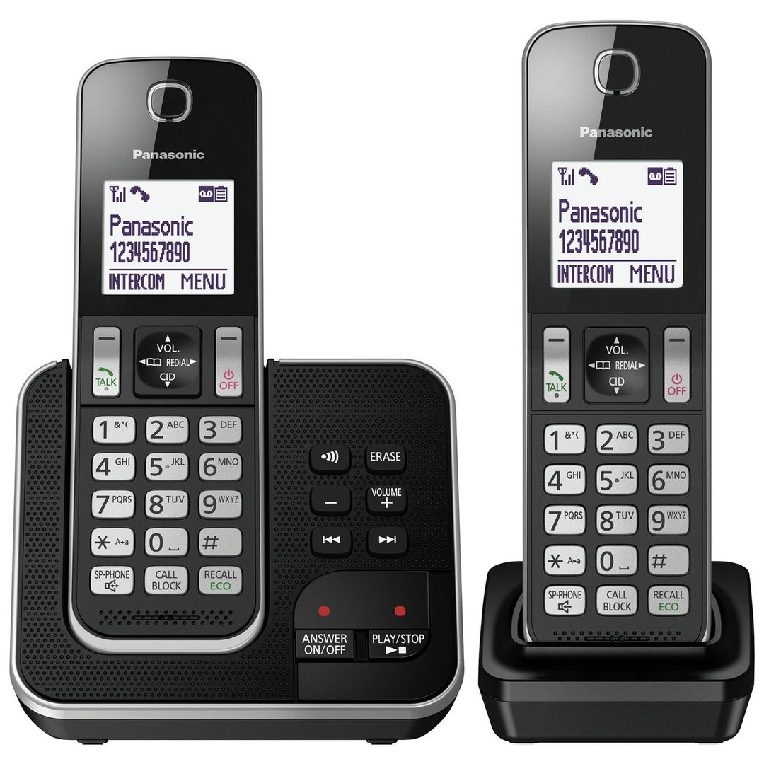 Panasonic Twin Cordless Telephone With Answering Machine - Black