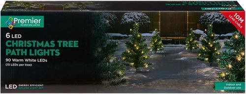 Premier Decorations 6 Mini Green Christmas Tree Outdoor Path Lights