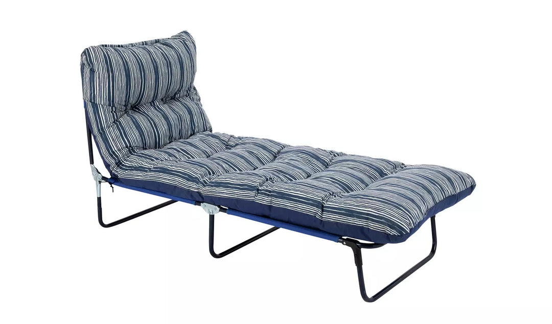 Home Metal Folding Relaxer Chair &amp; Sun Lounger Set - Coastal Stripe