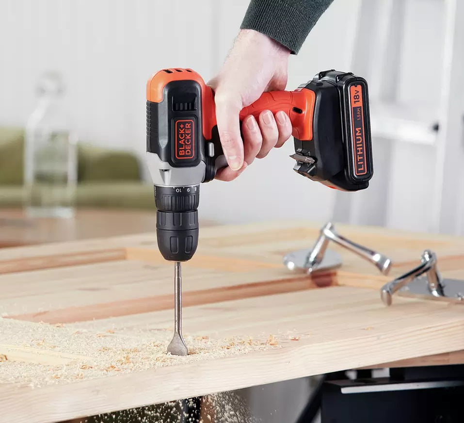 Black + Decker 18V Lithium-ion Drill Driver with Accessories