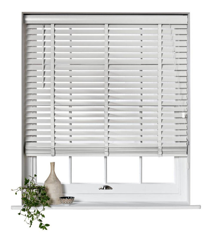 Home Elliott 50mm Wooden Tape Venetian Blind - White (No Fixtures)