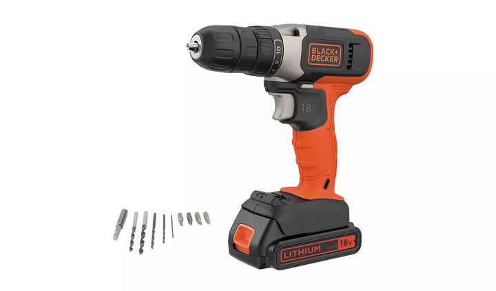 Black + Decker 18V Lithium-ion Drill Driver with Accessories