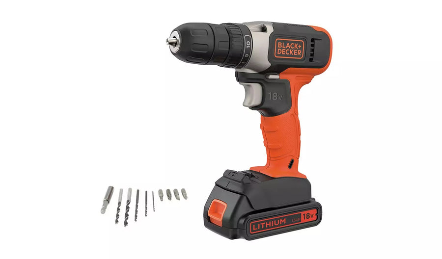 Black + Decker 18V Lithium-ion Drill Driver with Accessories