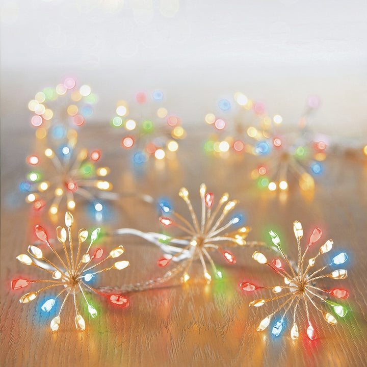Premier 600 Multi-function Multi-Coloured Christmas Starbursts LED Lights - 5m
