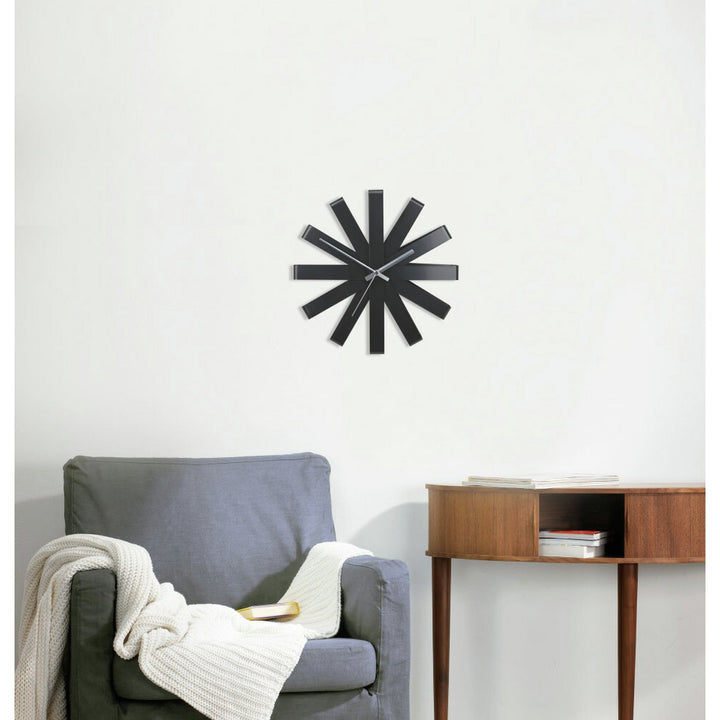 Umbra Ribbon Wall Clock - Black & Silver