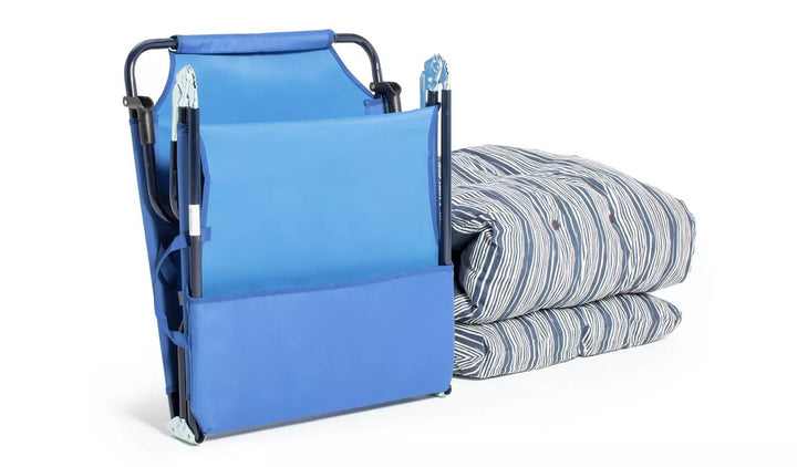 Home Metal Folding Relaxer Chair &amp; Sun Lounger Set - Coastal Stripe