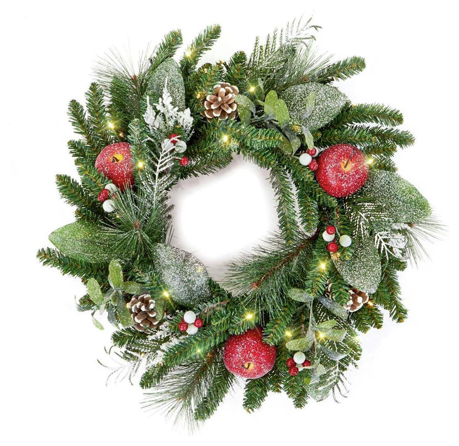 Premier Decorations 60cm LED Christmas Wreath - Green