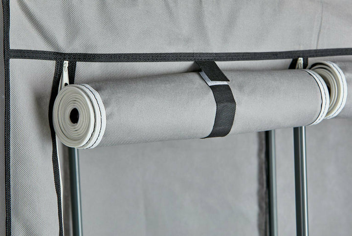 Home Triple Modular Fabric Wardrobe - Grey & Black