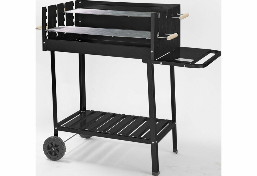 Home Deluxe Rectangle Steel Party Charcoal BBQ - Black