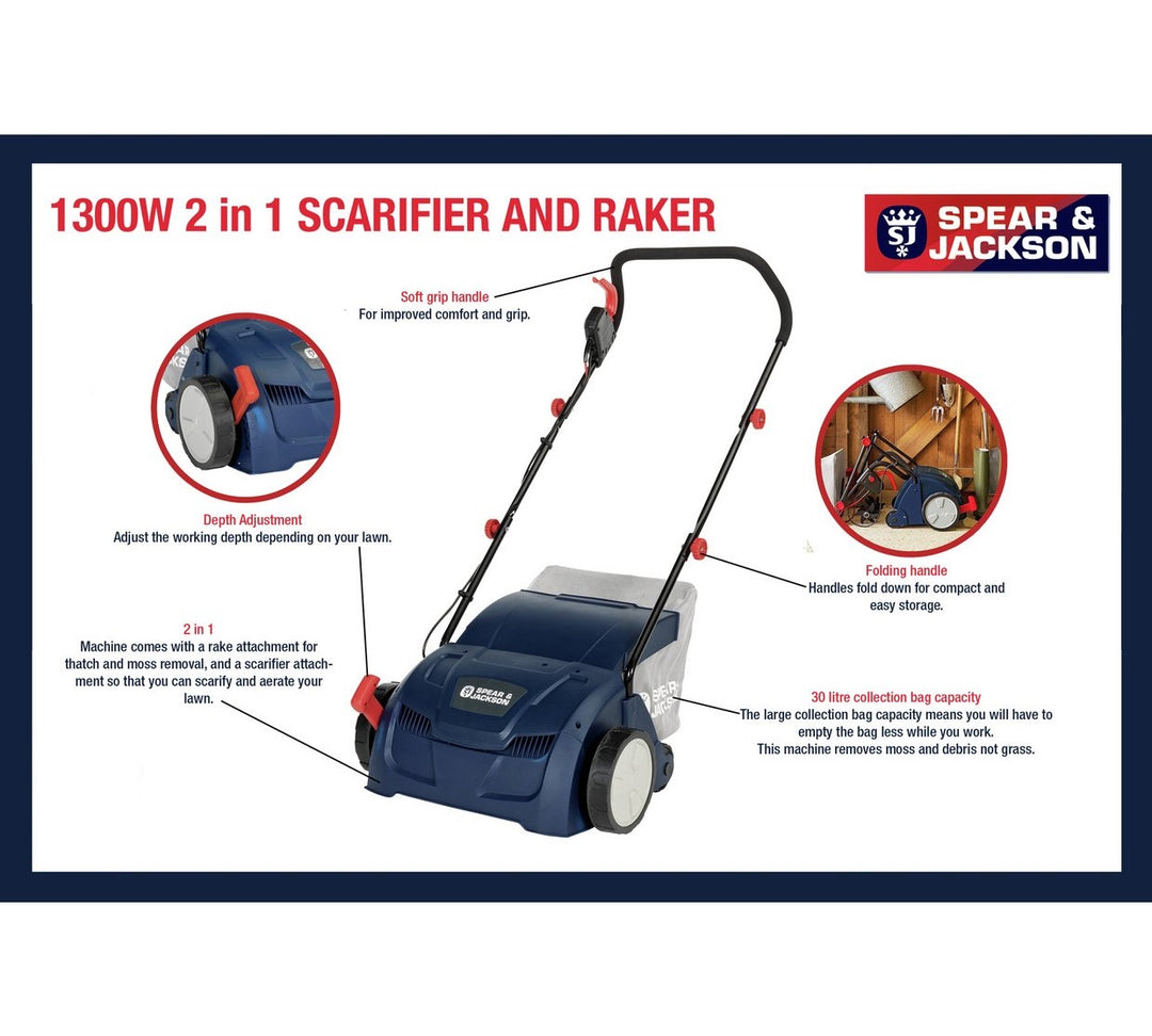 Spear & Jackson S13SC Scarifier and Raker - 1300W