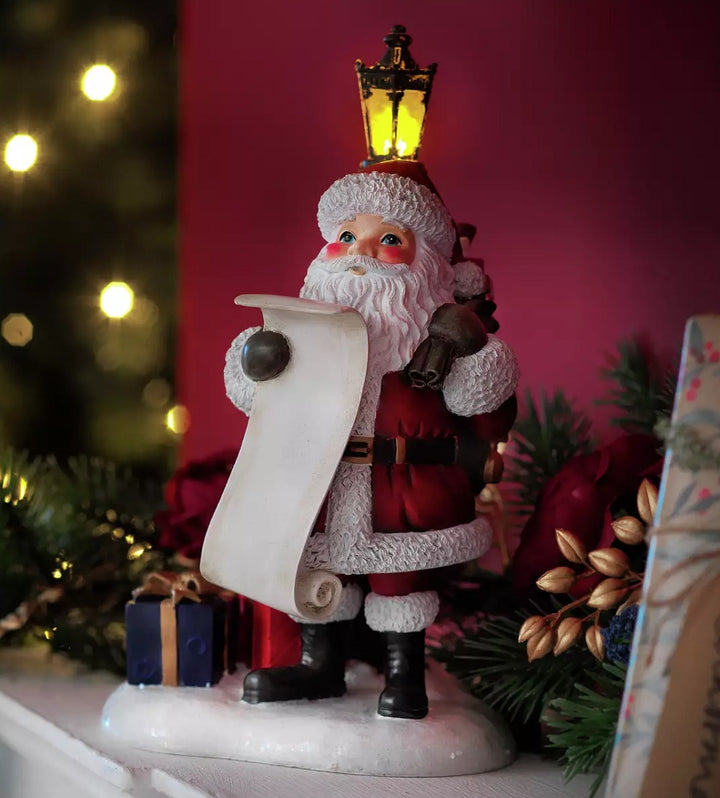Home Santa With Light Up Lantern Christmas Decoration
