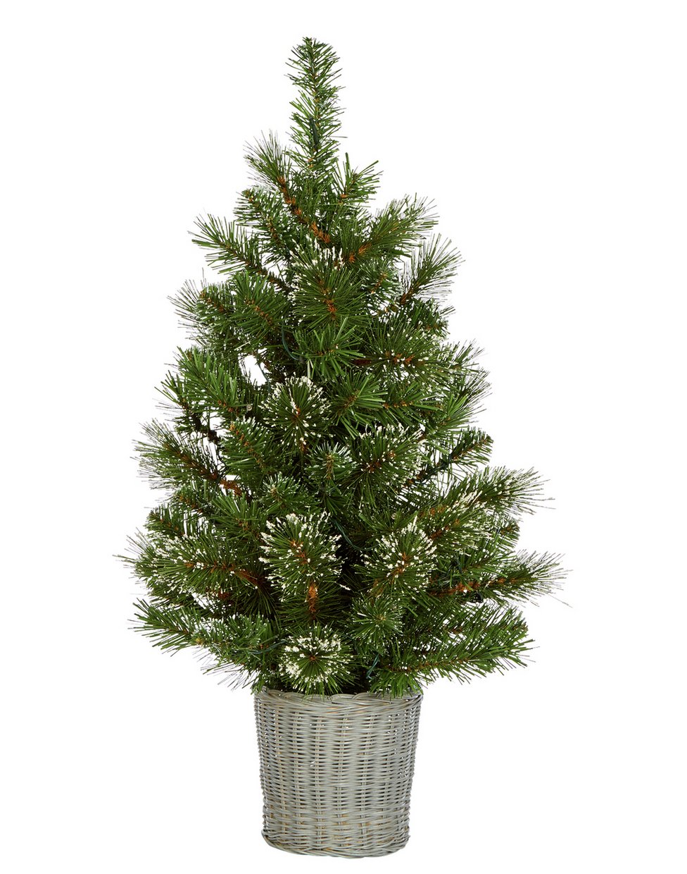 Home 2.5ft Snowy Christmas Tree With Warm White Lights & Basket