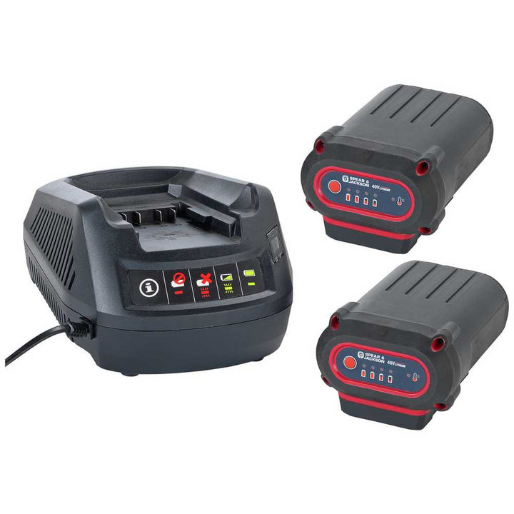 Spear & Jackson S4040X2CR 40cm Cordless Lawnmower & 2 Batteries - 40V