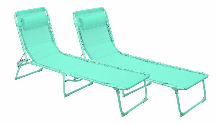 Home Metal Set Of 2 Sun Loungers - Teal