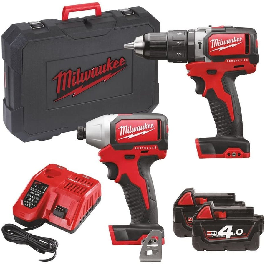 Milwaukee M18BLPP2A-402C 18v Cordless Drill & Impact Driver Set