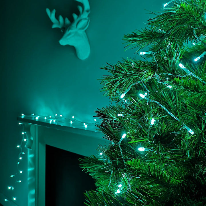 Premier Decorations 200 Multi-Action LED Christmas Lights - Turquoise