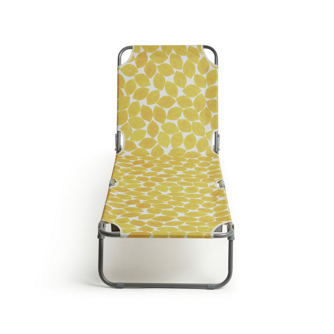 Habitat Lemons Folding Metal Sun Lounger - Yellow