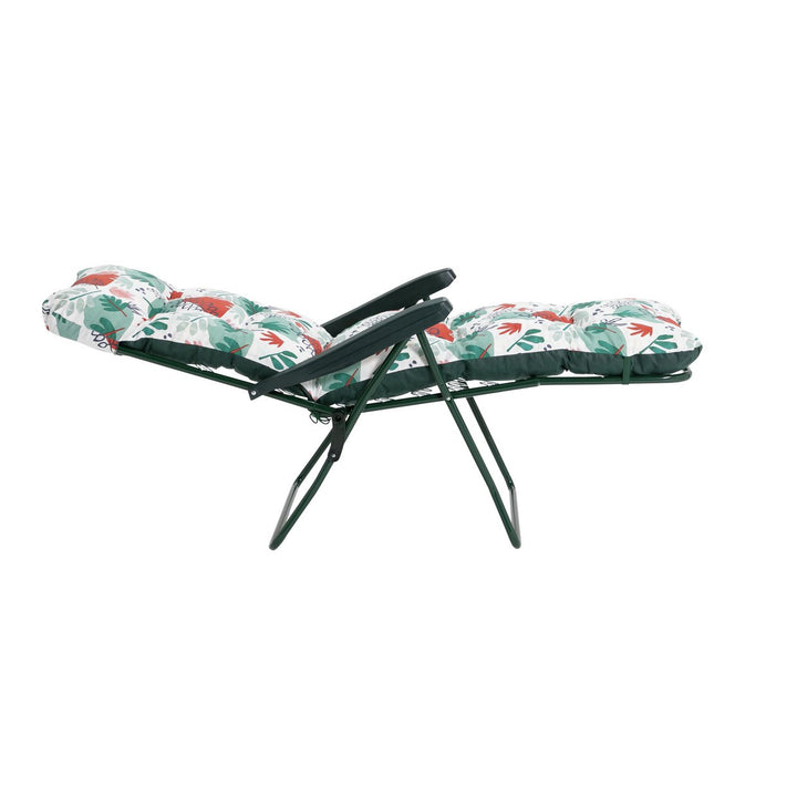 Home Folding Metal Reclining Garden Chair - Green
