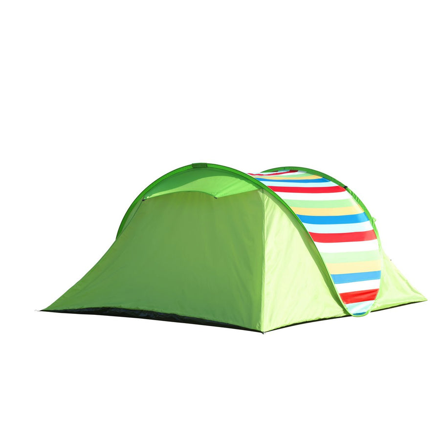 Pro Action Pattern 4 Man 1 Room Pop Up Camping Tent - Green