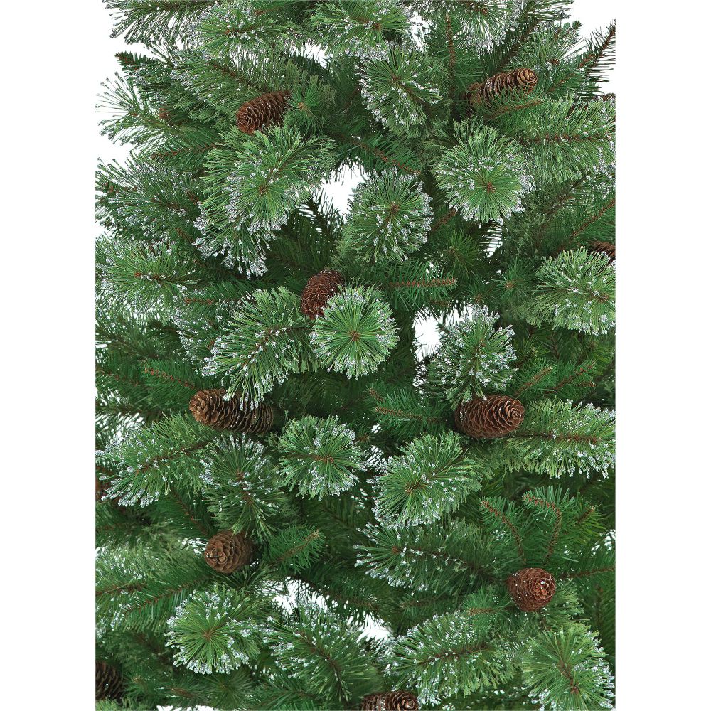 Home 6ft Glitter Tip Christmas Tree With Pine Cones - Green