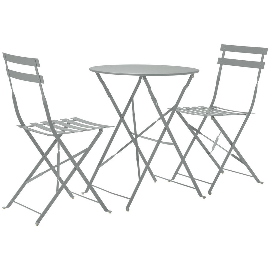 Home Eve Folding 2 Seater Metal Bistro Set - Grey