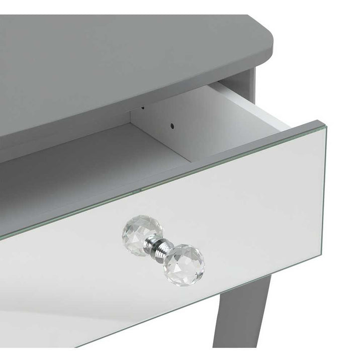 Home Amelie 1 Drawer Mirrored Bedside Table - Grey