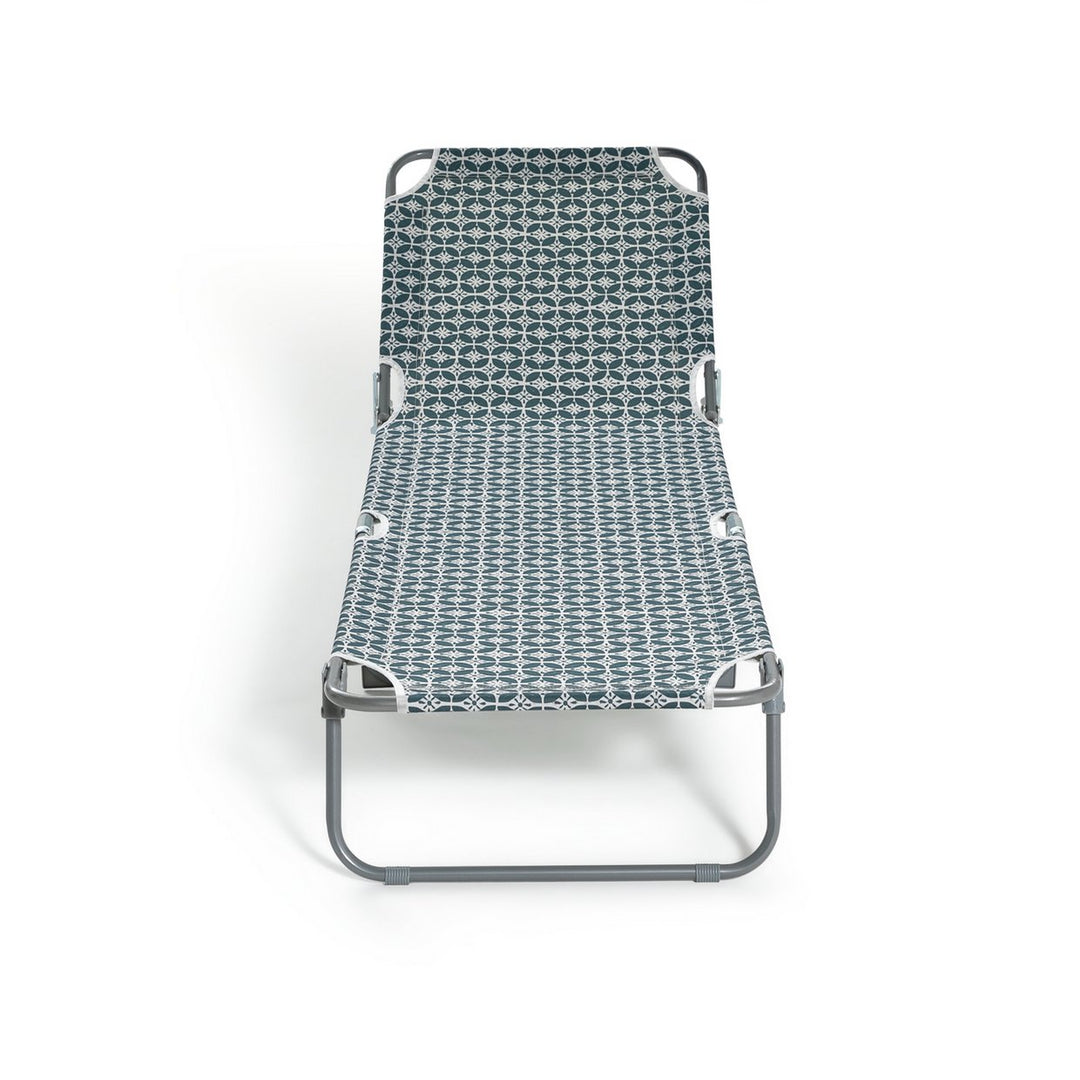 Habitat Boho Folding Metal Sun Lounger - Grey & White