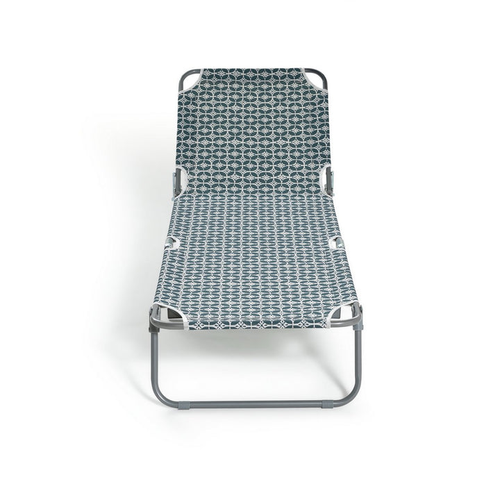 Habitat Boho Folding Metal Sun Lounger - Grey & White