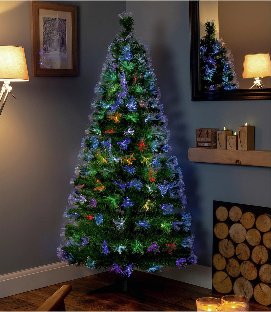 Premier Decorations Fibre Optic LED Burst Tree - Multicoloured - 5ft