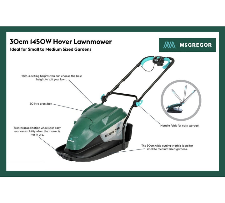 McGregor 30cm Hover Collect Lawnmower - 1450W