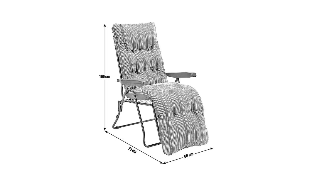 Home Coastal Stripe Folding Recliner Garden Chair - Blue