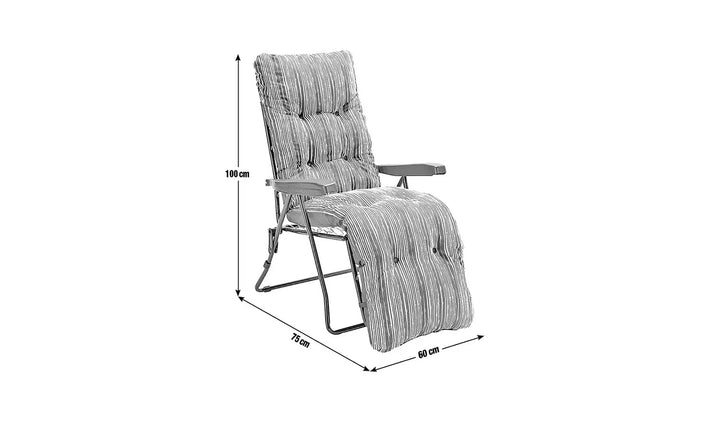 Home Coastal Stripe Folding Recliner Garden Chair - Blue