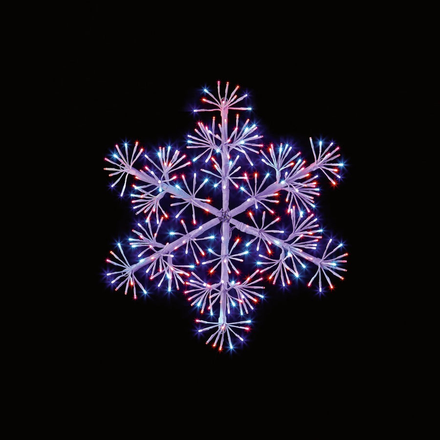 Premier 60cm White Starburst Snowflake With Rainbow LEDs